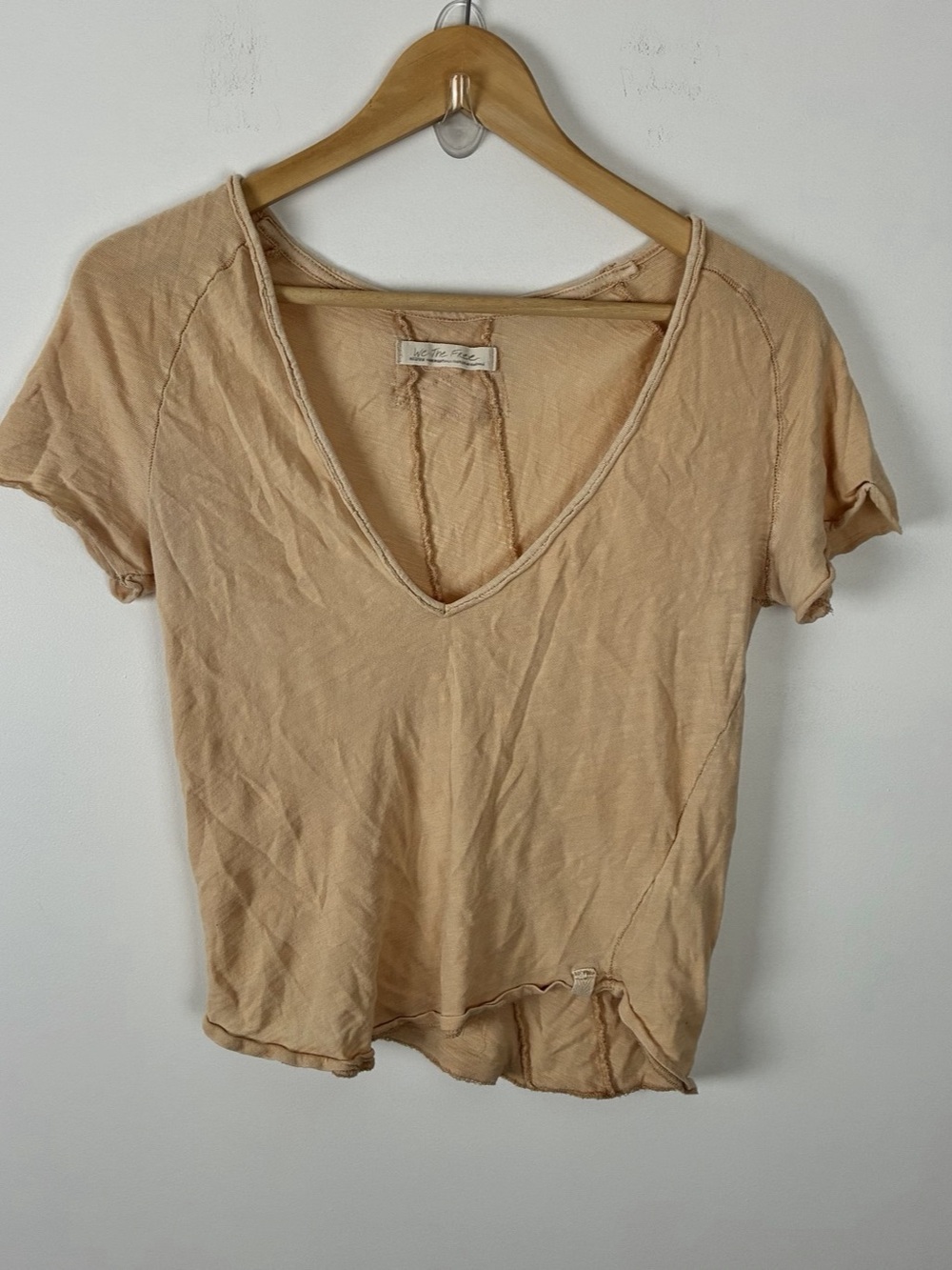 Free People We The Free Beige Sun Valley Tee Bohemian Granola Casual Earthy M